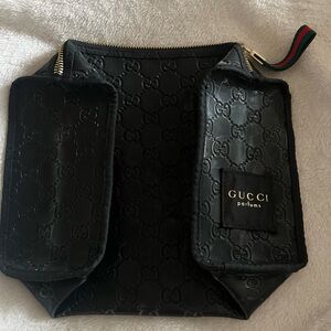 Gucci Black Embossed Toiletry Pouch: NWOT